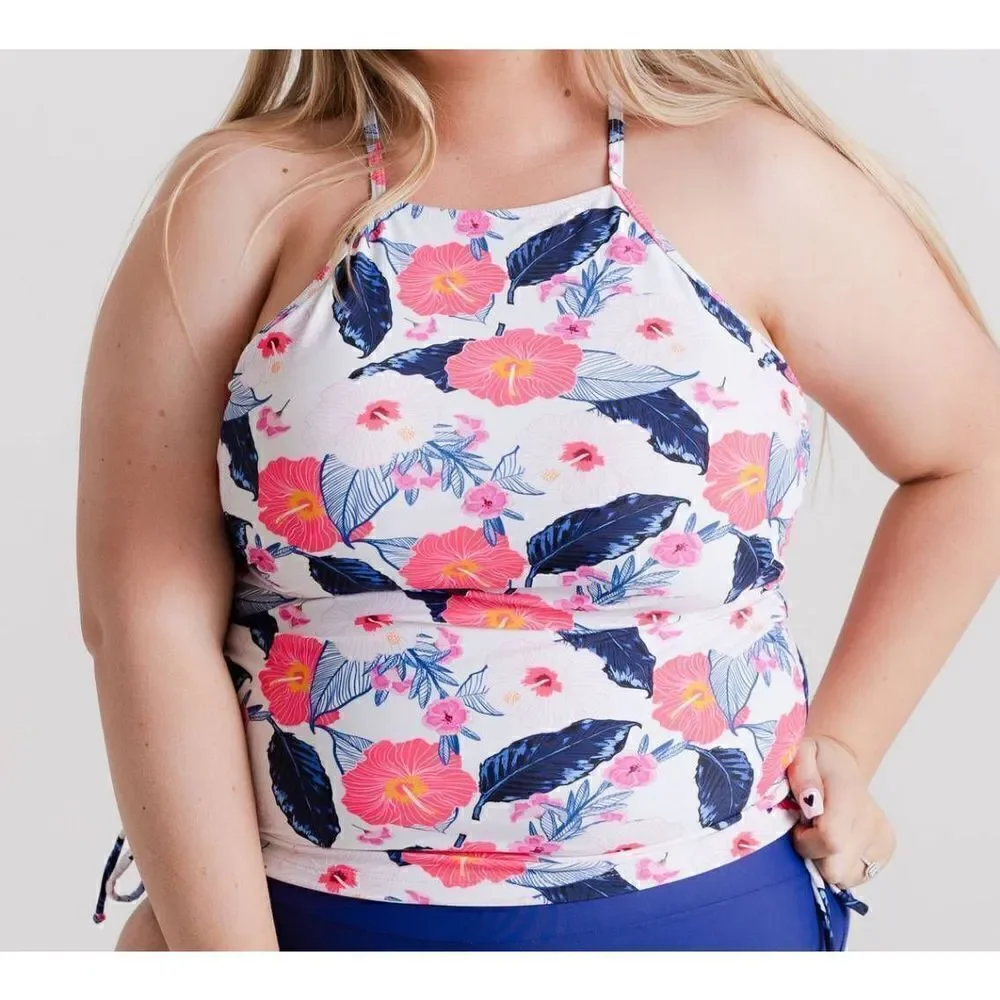 NWT Set Women's Tankini Floral Top & Midrise Brief Bikini Bottom Swimsuit